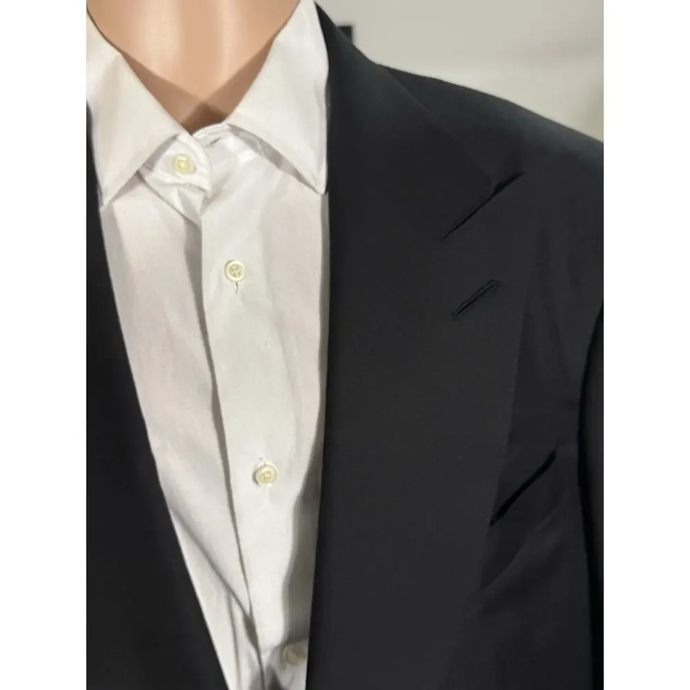 Tom Ford Black Wool Atticus 2 Piece Suit Peak Lapels 58R 48R US 40x30 EUC
